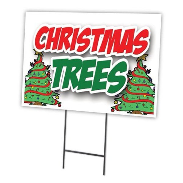 Signmission Christmas Trees Yard Sign & Stake outdoor plastic coroplast window C-1824 Christmas Trees